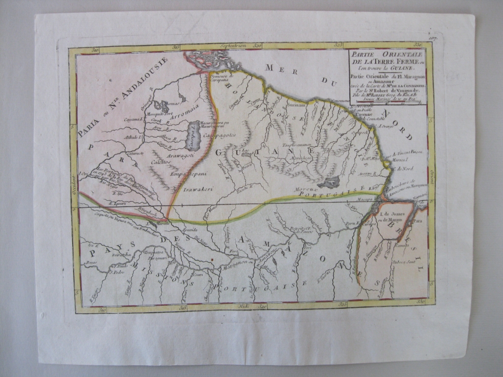 Mapa de Venezuela y la Guayana (América del sur), 1749. Vaugondy